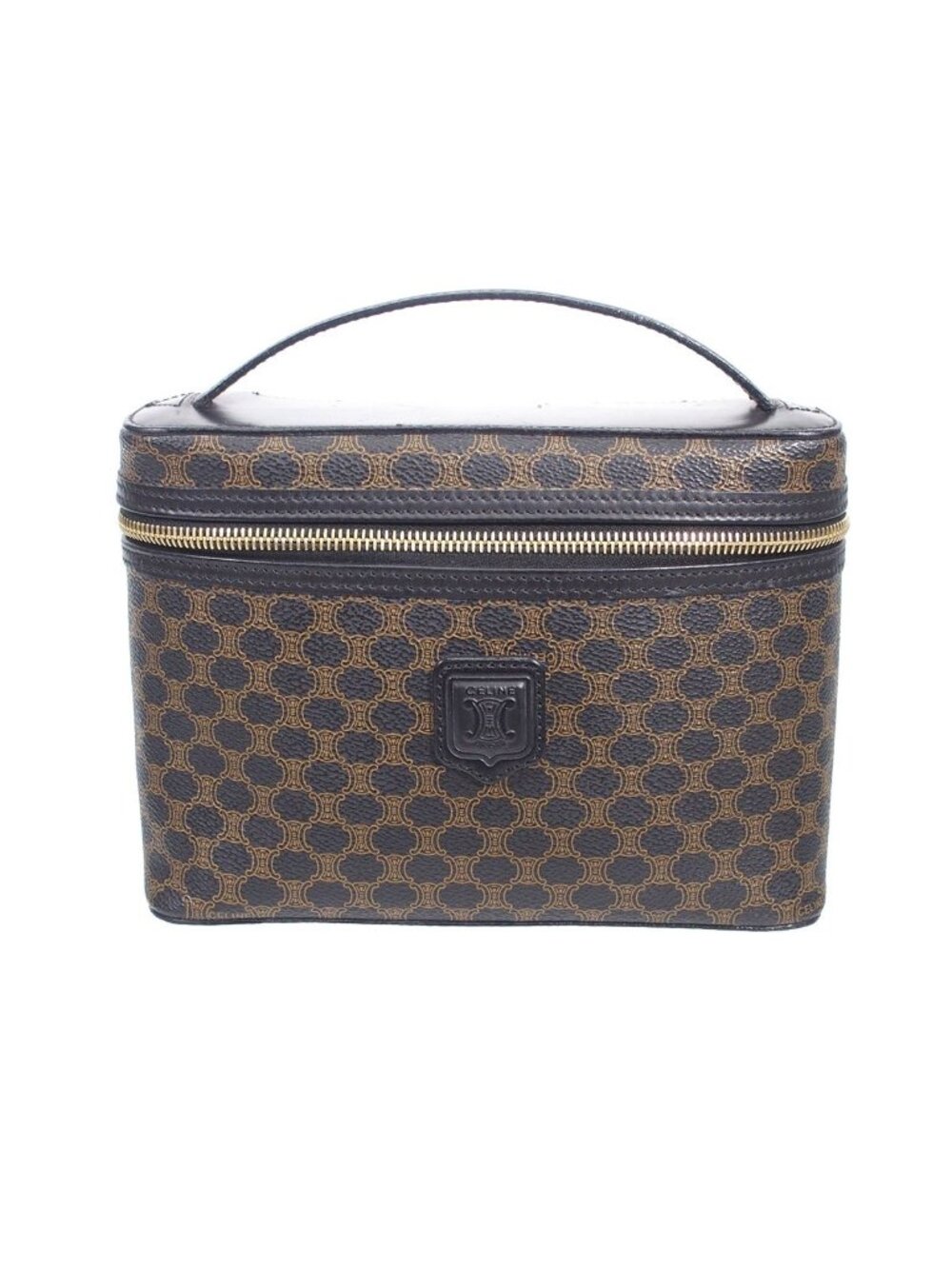 Celine Macadam Vanity Bag Black Brown Handbag